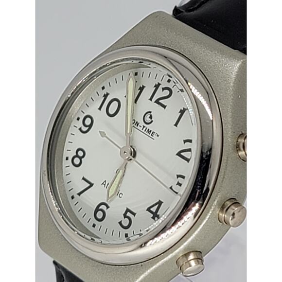 Men's On-Time Atomic Watch with Black Leather Strap - Picture 2 of 9